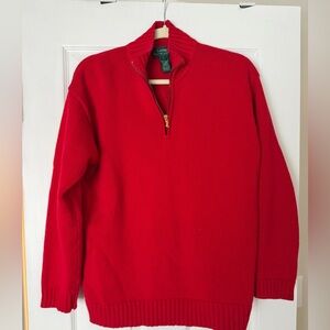 Lauren Ralph Lauren 100% cotton quarter zip sweater red women’s